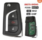 Clé télécommande à 3 boutons pour Toyota Hilux 2015+ 433 MHz 8A Chip FCC : BA2TA 89070-0KB40