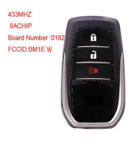 Clé de voiture à distance intelligente sans clé 2 + 1 boutons pour Toyota HILUX 433 MHz 8 A puce FCC ID : BM1EW 0182