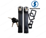 Kit de poignée de portière gauche Shacman F3000, référence SZ133000701, avec barillets, clés d'origine et joints d'étanchéité, pièces de rechange Shacman Genuine Parts.